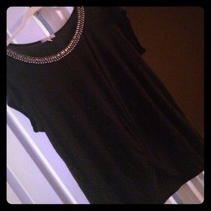 Black, Embellished Short Sleeve Top!