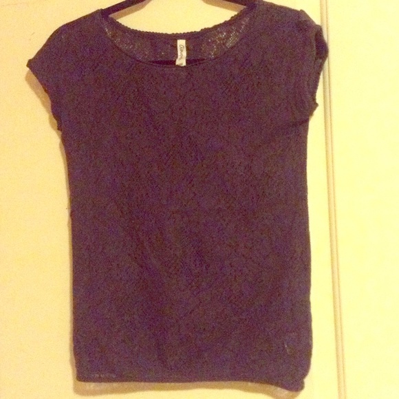 Dark grey floral lace top