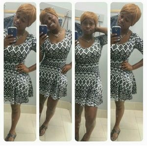 LoveCULTURE Tribal Print Skater Half Sleeve Dress