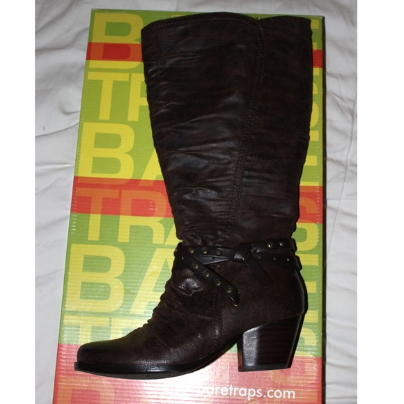 Brown Knee-length boot wide calf