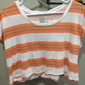 Lilu Orange and Green Stripped Shirt