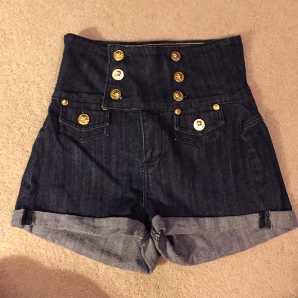 High waisted denim shorts