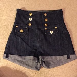 High waisted denim shorts