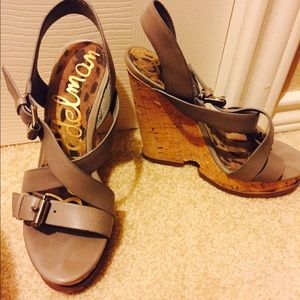 Sam Edelman gray cork wedges size 5.5