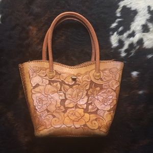 Vintage 60's tooled leather Western bucket purse