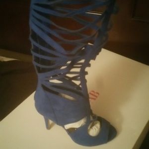 Sexy suede royal blue sandals