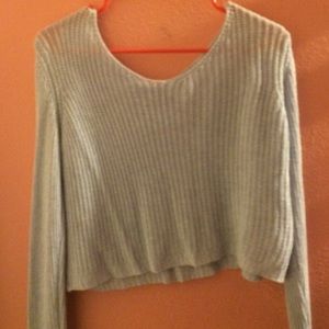 Cropped light blue brandy sweater