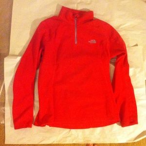North face 1/4 zip fleece red