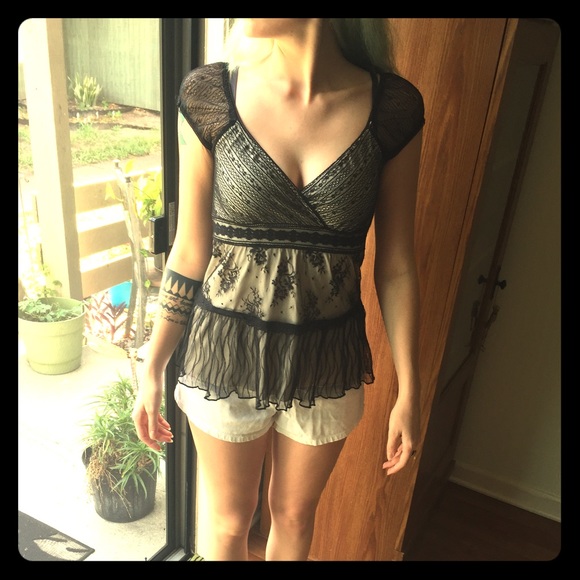 Office blouse with lots of lace