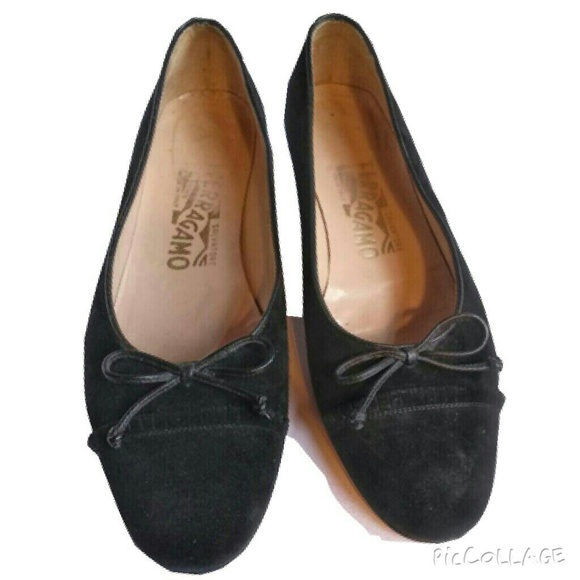 Ferragamo Ballet Flats,  Black Suede, 6B