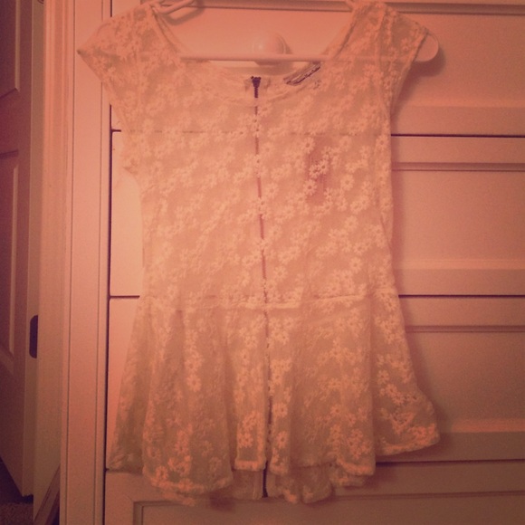 AE Peplum Floral Lace Top