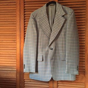 Men's Cut Vintage Plaid Suit Jacket
