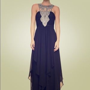 Sue Wong Layered Chiffon Necklace Gown