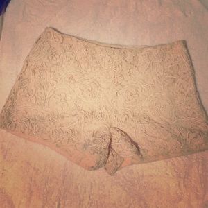 Lace embroidered jewel high waisted shorts