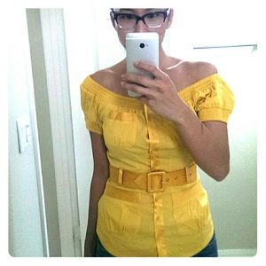 BeBe Belted off shoulder top