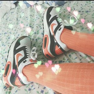 Nike orange black white air max's