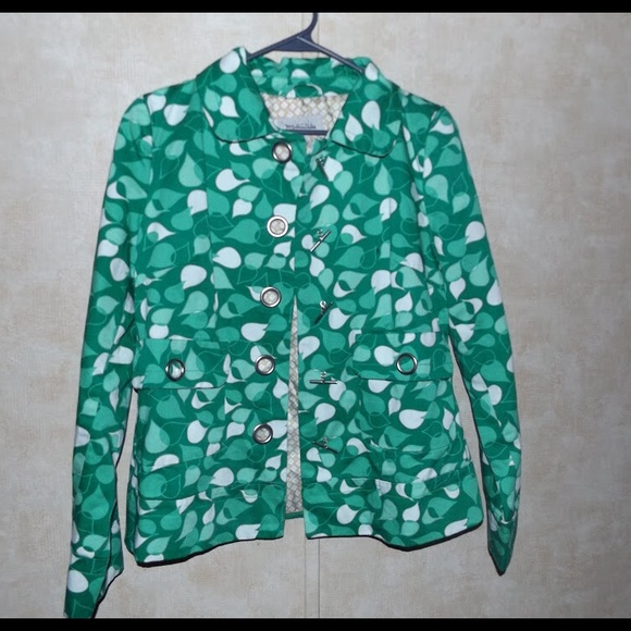 Green Leaf Print Jacket