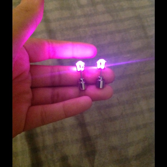 Pink LED Light Up Earring Studs