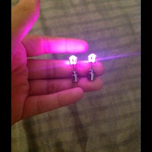 Pink LED Light Up Earring Studs