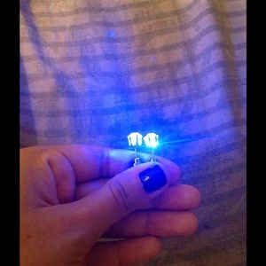 Blue LED Light Up Earring Studs