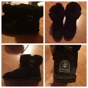 Black Fuzzy Winter Ankle Boots