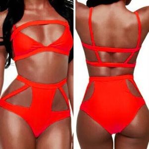 Red high waisted bikini