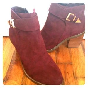 Gorgeous red velvet ankle boot