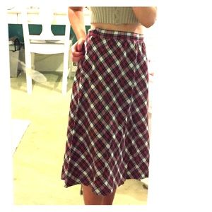Vintage plaid mid length skirt