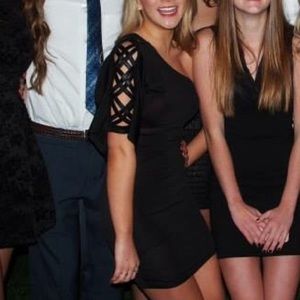 Black off the shoulder mini dress