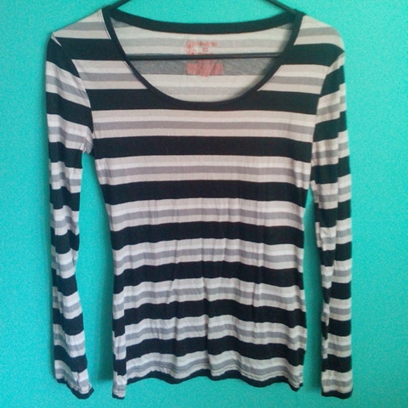 Black grey and white striped long sleave
