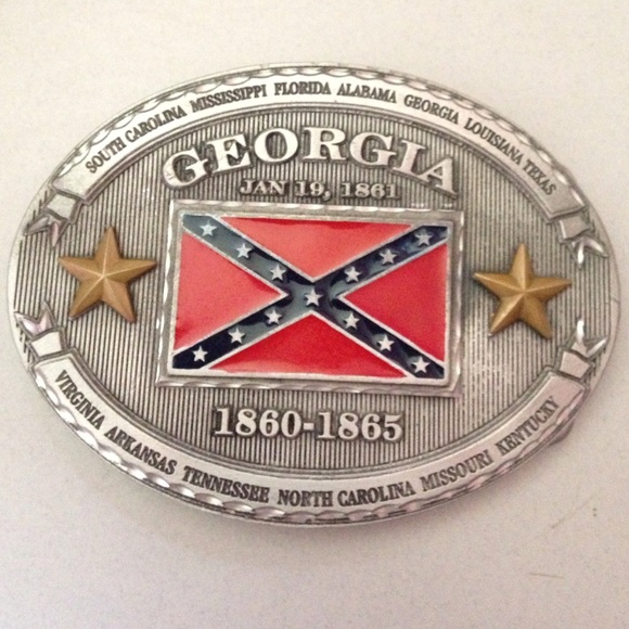 Georgia GA State Flag Western Metal Belt Buckle