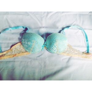 34b push up beige and teal bra