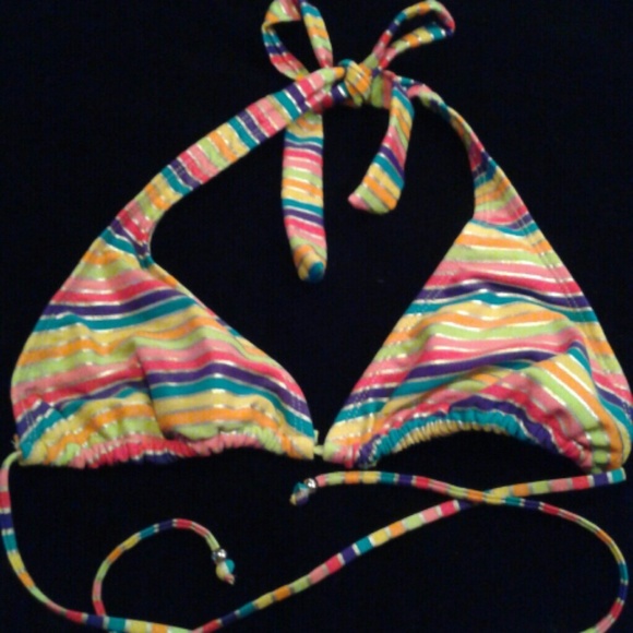 Stripped with silver halter top