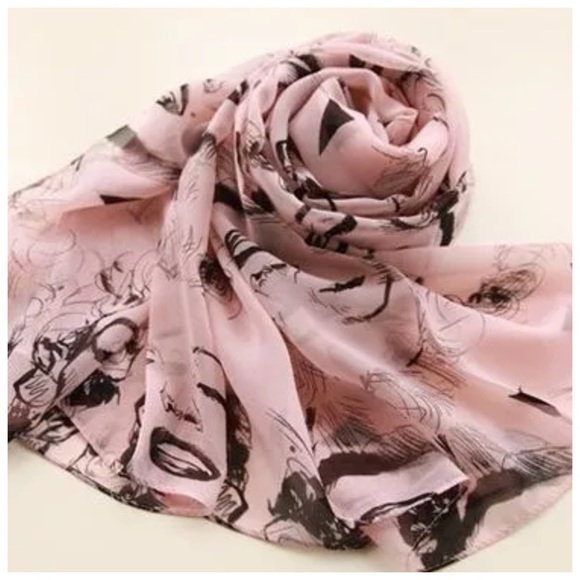 Boutique Accessories - B31 Pink & Black Marilyn Monroe Face Scarf