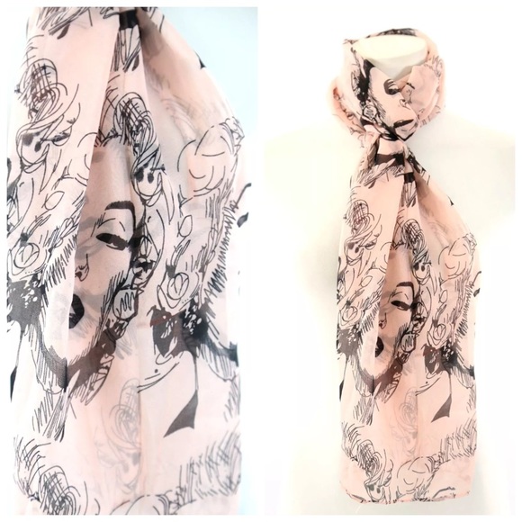 B31 Pink & Black Marilyn Monroe Face Scarf - Picture 3 of 4