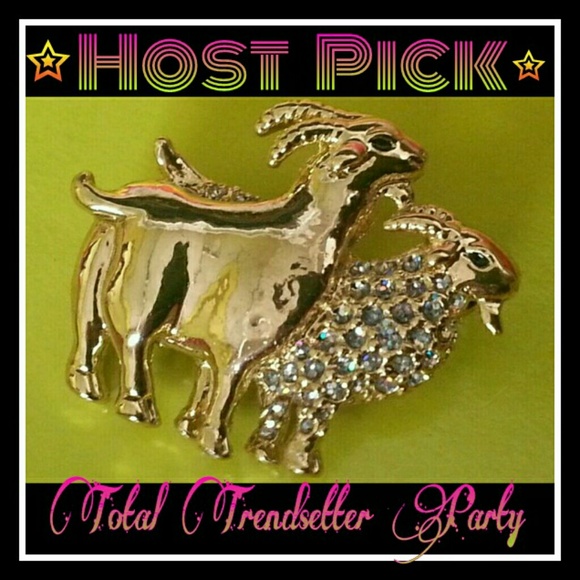 Vintage Jewelry - VINTAGE RHINESTONE RAM BROOCH PIN!