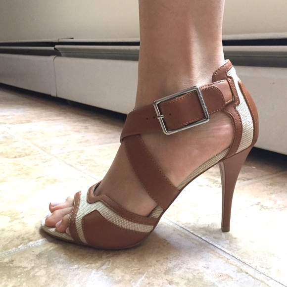 Calvin Klein leather & fabric sandals