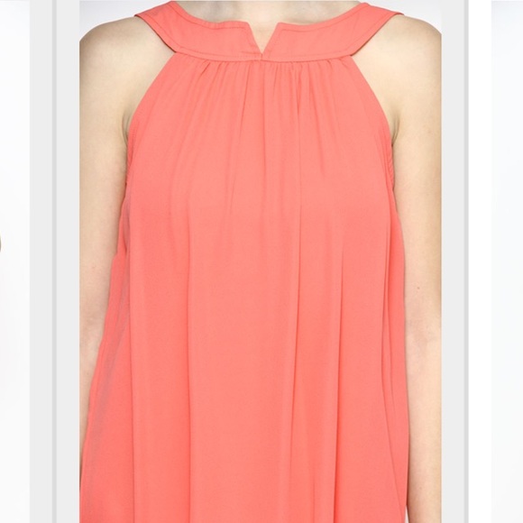 Coral Chiffon Dress - Picture 3 of 4