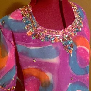 Vibrant beaded long Salwar Kameez