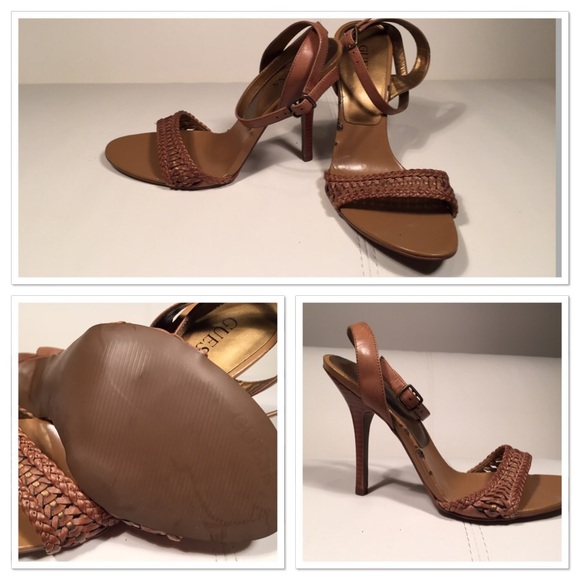 Guess tan leather heels