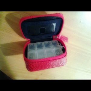 Red leather Pill Case