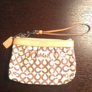 Coach Beige/Cream Logo Wristlet