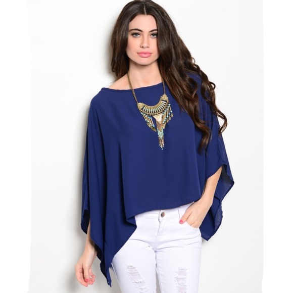 Navy Top with Sexy Criss-Cross Back - Picture 2 of 4