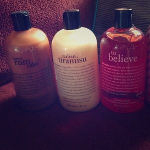 Philosophy shampoo, shower gel, and bubble bath