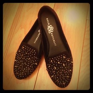 Rock Republic Samira Black Studded Flats 7M Womens