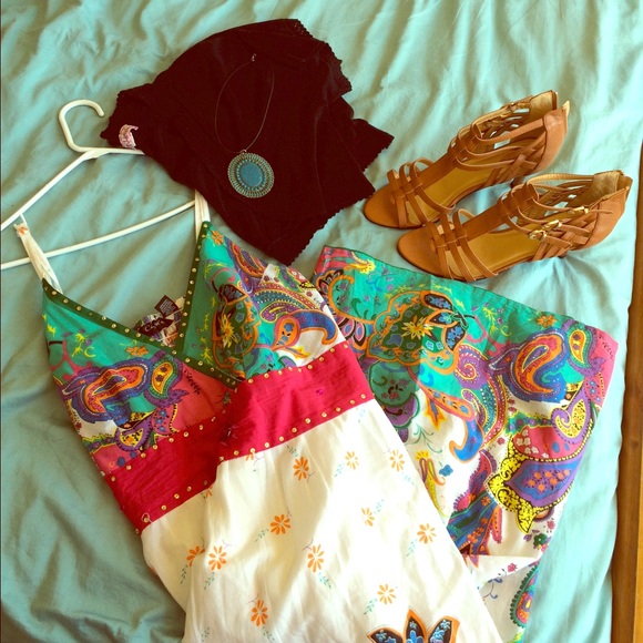 Boho style empire waist summer dress