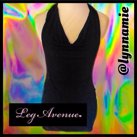 Black halter mini dress with side cut-out