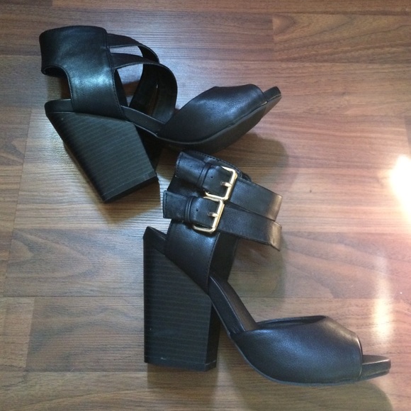 Forever 21 Heels with gold buckles