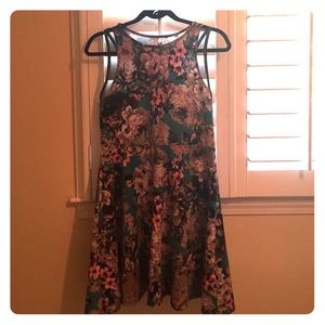 Teal floral fit and flare dress!