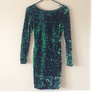 *SOLD* Green sequined/velvet dress